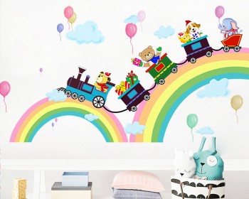 Rainbow Bridge And Animal Train Nursery Decal